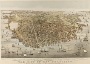 The City of San Francisco - Bird’s Eye View from the Bay, Looking Southwest by Currier and Ives