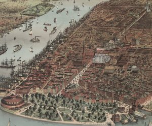 The City of New York (detail) by N. and Ives, J.M. Currier