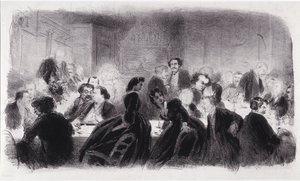 Anonymous lithograph representing literary and artistic personalities in the 1850s by Nadar
