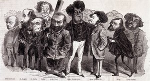 Portraits of writers Paul de Kock (1793-1871), Emile Augier (1820-1889), Eugene Scribe (1791-1861), Felix Nadar, Alphonse Karr (1808-1890), Alexandre Dumas pere (1802-1870) and Alexandre Dumas Jr. (1824-1895), Joseph Mery (1798-1866) and Leon Gozan (1803-1 by Nadar