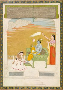 Lakshmi massaging the foot of Vishnu, ca. 1765-1770