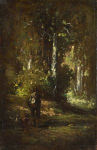 View into the Forest Interior with Hunter by Narcisse Virgilio Diaz de la Peña, Alexandre Gabriel Decamps