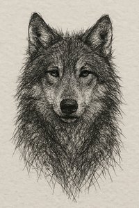 Detailed Wolf Drawing by Natalie Bruns