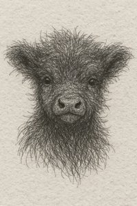 Fluffy Black Calf by Natalie Bruns