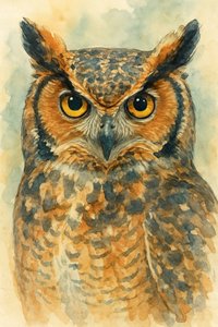 Great Horned Owl Portrait by Natalie Bruns