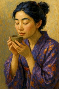 Japanese Woman Savoring Tea
