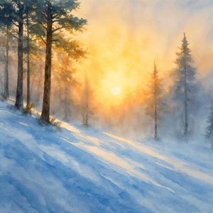 Misty Winter Sunrise by Natalie Bruns