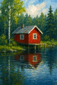 Red Cabin Lake Reflection