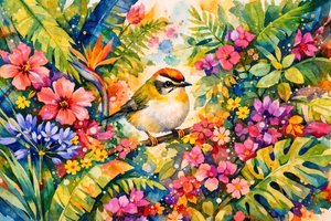 Vibrant Tropical Bird Garden