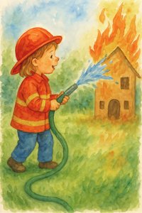 Young Firefighter at Play by Natalie Bruns