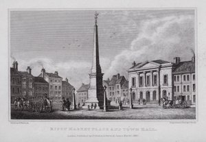 Ripon Market Place and Town Hall by Nathaniel (after) Whittock