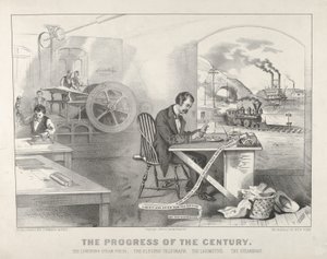 The Progress of the Century - The Lightning Steam Press. The Electric Telegraph. The Locomotive, 1876
