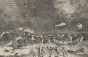 Dreadful Wreck of the Mexico on Hempstead Beach, January 2nd, 1837 by Nathaniel Currier