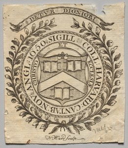 Bookplate: Seal of Harvard College by Nathaniel Hurd