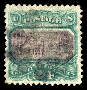 24c Declaration of Independence G Grill Invert Error Single by National Bank Note Company