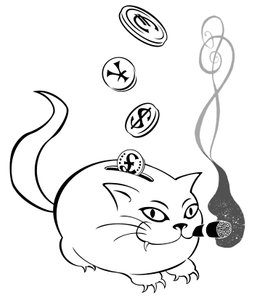 Fat Cat Piggy Bank - Allegorical Illustration of Financial Crisis