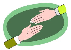 Helping hands (illustration of business allegory) by Neale Osborne