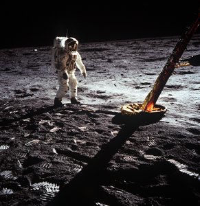 Buzz Aldrin by the Leg of the Lunar Module, Apollo II Mission by Neil Armstrong