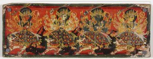 One of a pair of manuscript covers depicting Devi as the Eight Mothers