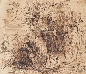 Mounted Soldiers Observing Three Other Soldiers by Leopold Blonder