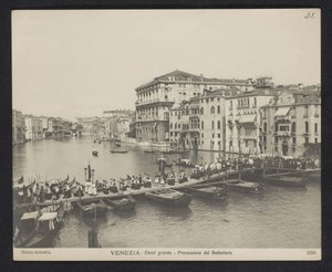 Procession Over a Pontoon Bridge on the Grand Canal in Venice During the Festa del Redentore by Neue Photographische Gesellschaft