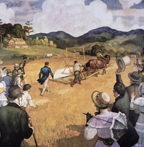 Cyrus H. McCormick (1809-84) and his reaping machine in 1837
