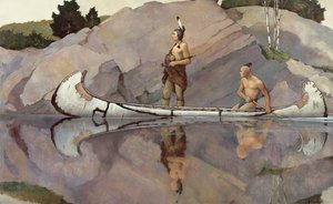 Indians in a Canoe by Newell Convers Wyeth