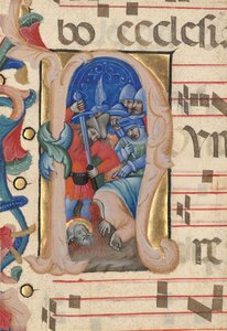 Initial N: The Beheading of Saint Paul by Niccolò di Giacomo da Bologna