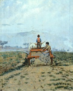 On a wagon in the fields by Niccolo Cannicci