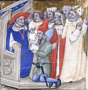 A Cardinal Sitting in Judgement upon a Bishop, Accused by Two Laymen by Niccolo di Giacomo