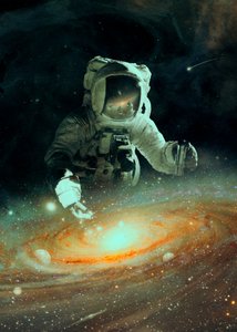 Astronaut Over Galaxy