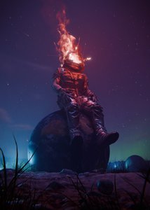Flaming Astronaut Stars by Nicebleed