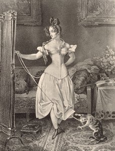 The Stay-lace, Engraved by Alfred Leon Lemercier by Nicholas Eustache (after) Maurin