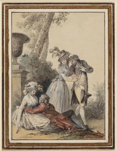 Two Gallant Couples in a Garden, One Lying, the Other Standing by Niclas Lavreince