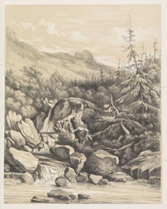 Mountain Landscape with Waterfall by Nicolaas Barnouw