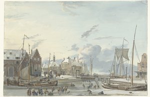 Winter View in Harlingen by Nicolaas Baur
