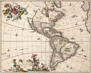 Chart of the Americas, c.1671 by Nicolaes Jansz (1586 1652) Visscher