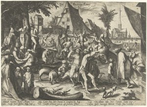 Peasant Fair by Nicolaes Jansz. Clock