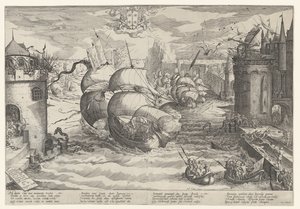 Capture of Damietta and the Sailing Over the Chain, 1219 by Nicolaes Jansz. Clock