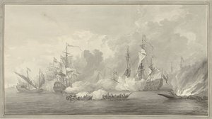 Naval Battle, Possibly at Kijkduin on August 21, 1673 by Nicolaes Muys
