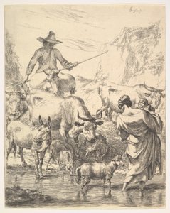 The Flock Crossing the Stream by Nicolaes Pietersz. Berchem