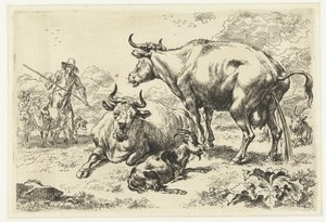 Lying and Pissing Cow by Nicolaes Pietersz Berchem