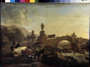 Italian Landscape with a Small Bridge by Nicolaes Pietersz. Berchem