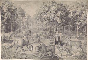 Eve Tempts Adam to Eat the Forbidden Fruit