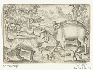 Leopard, Wild Boar, and Dogs (series title: Four-legged Animals)