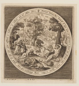 Sixth Day: The Creation of the Animals, Adam and Eve, from The Creation to the Expulsion from Paradise by Nicolaes de Bruyn