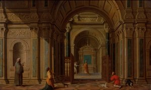 The Archangel Gabriel Appearing to Zacharias (Luke 1:11) by Nicolaes de Giselaer