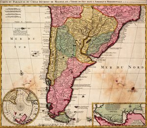 Chart of Paraguay, Chile, Straits of Magellan and Tierra del Fuego in South America