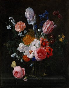 A Bouquet of Flowers in a Crystal Vase by Nicolaes van Veerendael