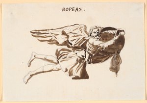 Boreas. Draft for Relief on the Tower of the Winds in Pamphilus and Davus in Conversation by Nicolai Abildgaard